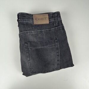 Exhibit Jeans Mens 50 (33x32.25) Slim Fit‎ Black Fade Made in Italy Tapered